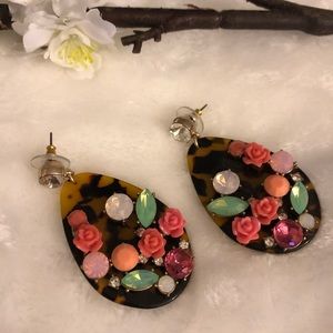 J. CREW Tortoise Rose Garden Statement Earring.